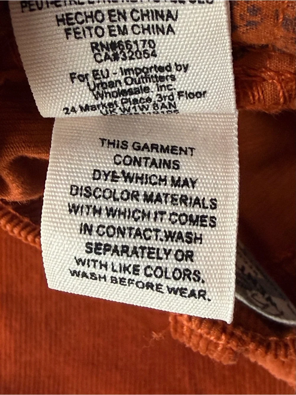 We the Free People rust 5 pocket corduroy pants jeans raw hem OB823192 sz 25 NWT
